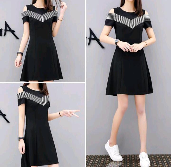 S~3XL*Korean Style Women Dress A-Line Short sleeve Dress Midi Dress ...